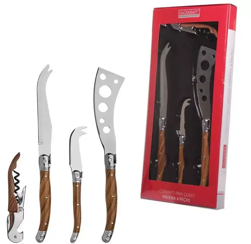 Conjunto para Queijo Madeira 4 Peças Hauskraft