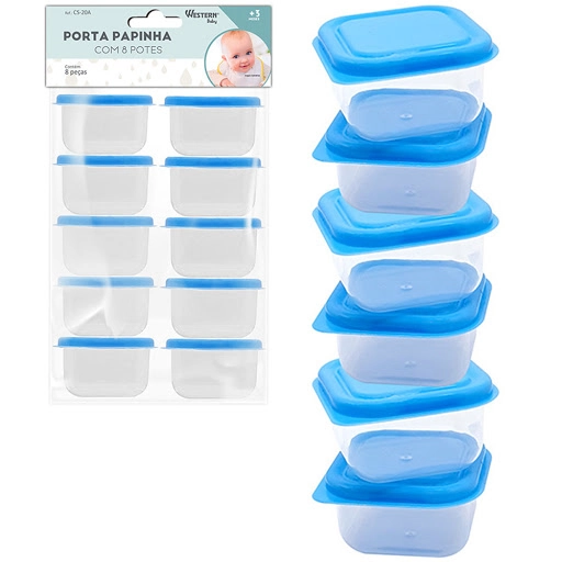 Porta Papinha Western Baby 8pcs Azul