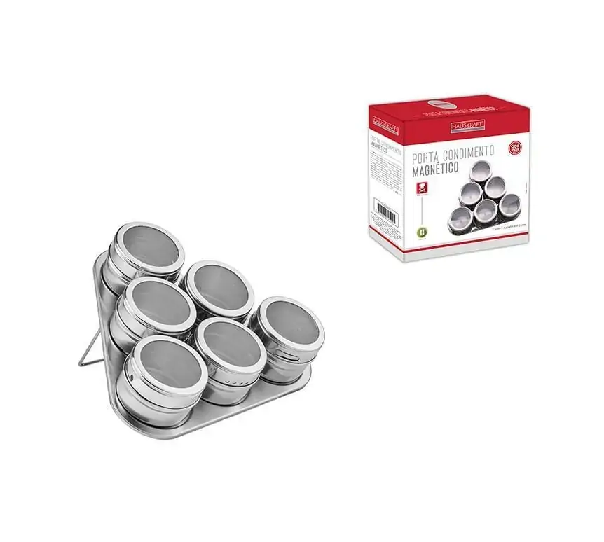 Porta-Condimento Magnet Inox 6 Peças Hauskraft
