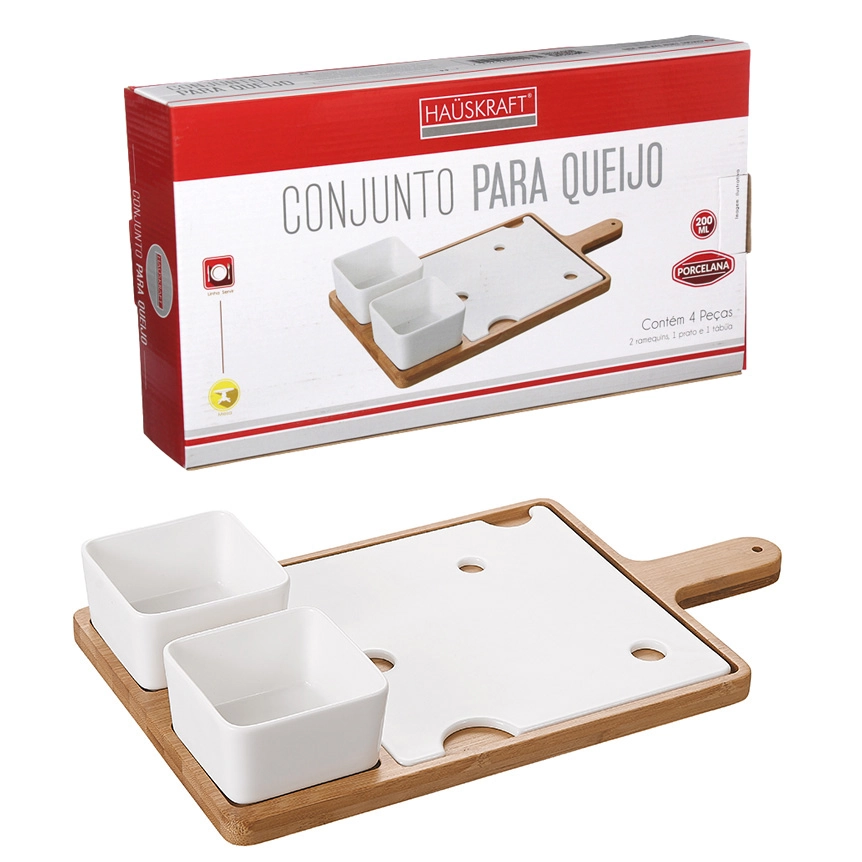 Conjunto em porcelana para queijos 37CM 4pçs