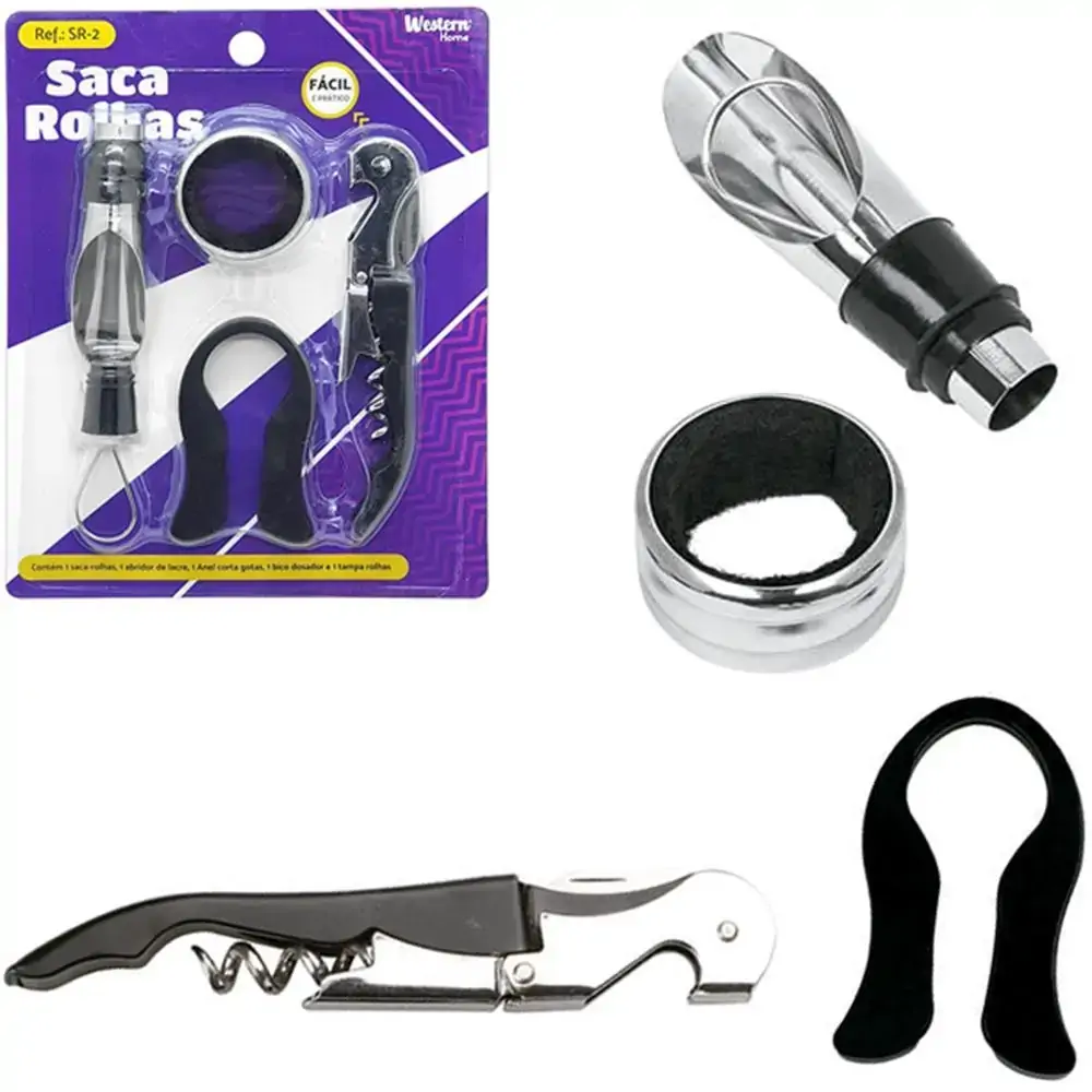 Kit Vinho Peças Saca Rolha E Acessórios Presente Homen