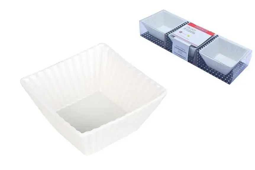Petisqueira Molheira De Porcelana Quadrada Hauskraft Com 3 Peças 80ml 7,3x3,5cm