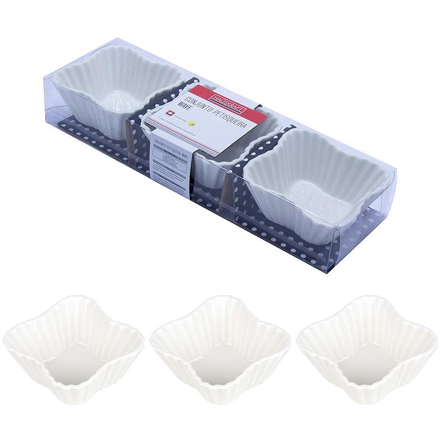 Petisqueira Wave 7,5 cm Jogo 3 Peças Hauskraft