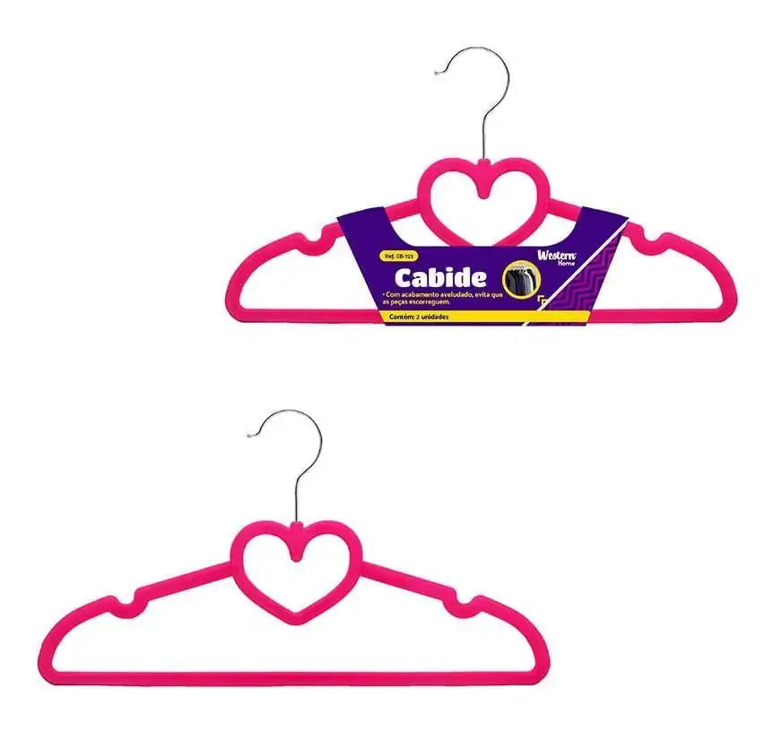 Cabide Coracao 33Cm Rosa Jogo 2 Peças Western Home