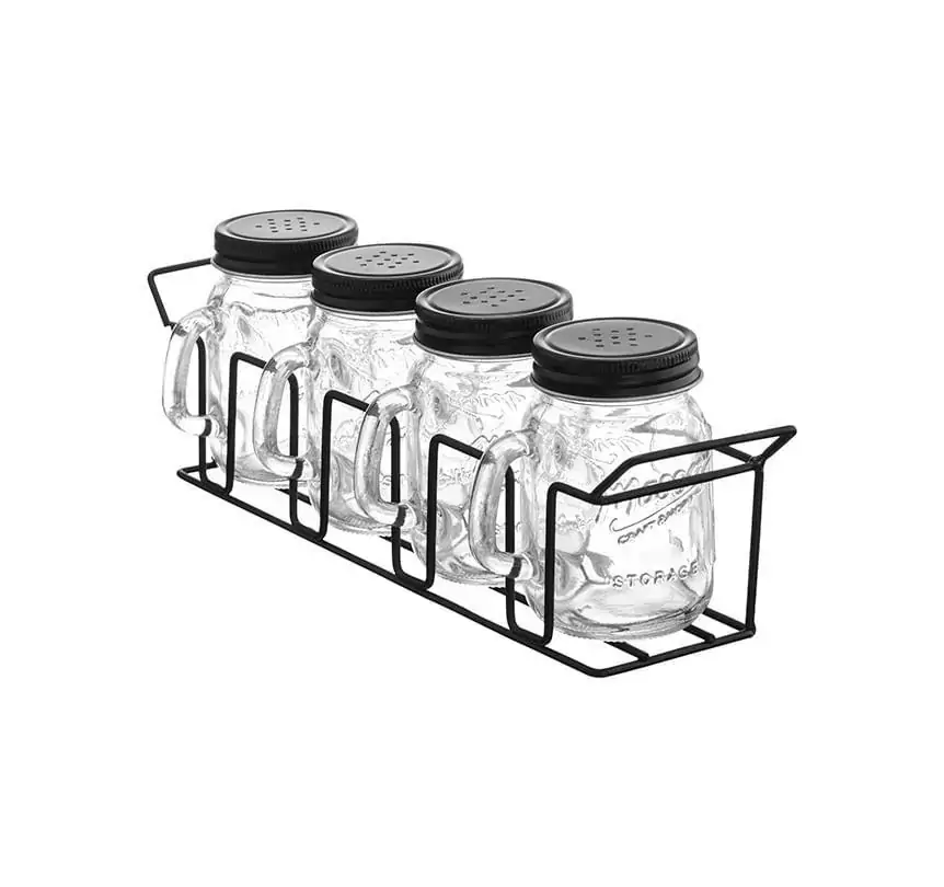 Porta-Condimento Calca/Suporte 5 Peças Preto Hauskraft