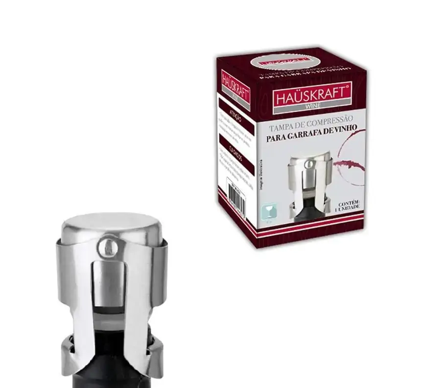 Tampa Compressao Garrafa Vinho Hauskraft