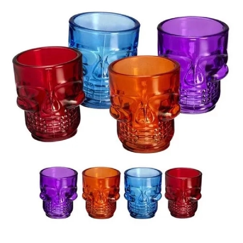 Copo Dose Caveira Cor 50ml 4pc Cpds 016 Etilux