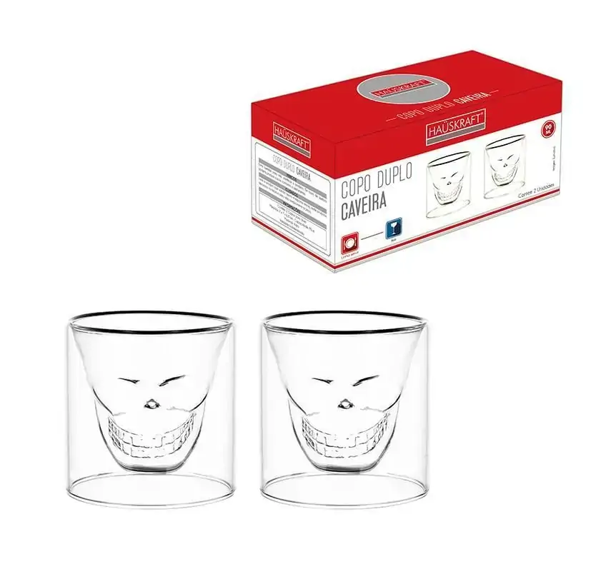 Copo Duplo Caveira 90Ml 2 Peças Hauskraft