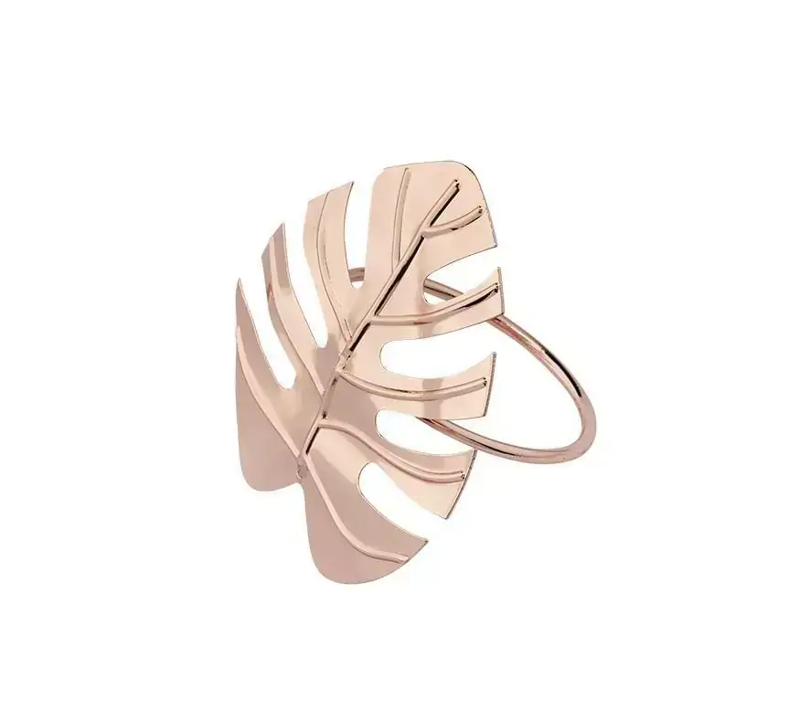 Anel Guardanapo Leaf Rose Jogo 4 Peças Hauskraft