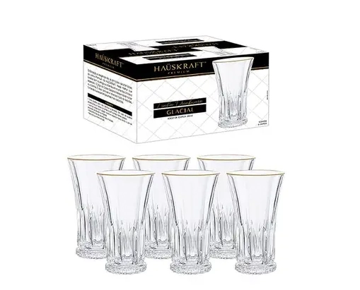 Jogo 6 Copos Long Drink Glacial Dourado 265Ml Hauskraft