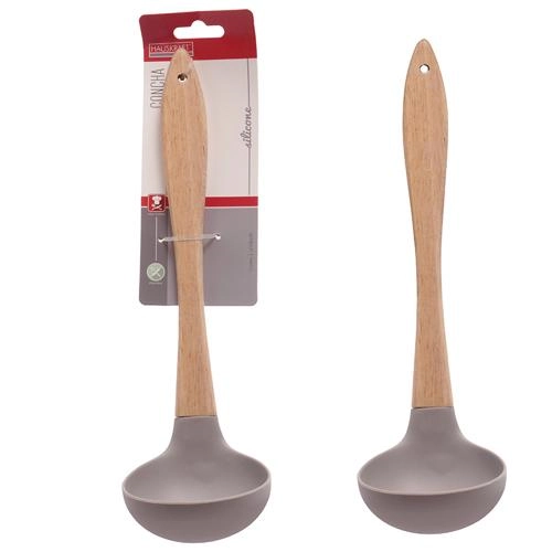 Concha Silicone Cabo Madeira Cinza 30Cm Hauskraft