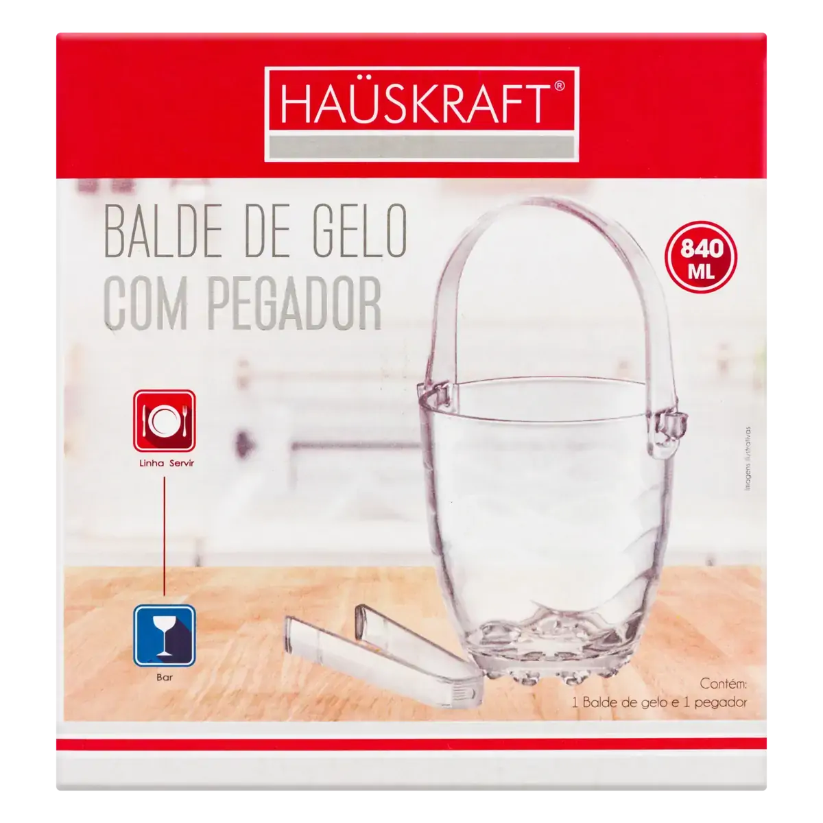 Balde de Gelo com Pegador Paládio 840ml Haüskraft Servir