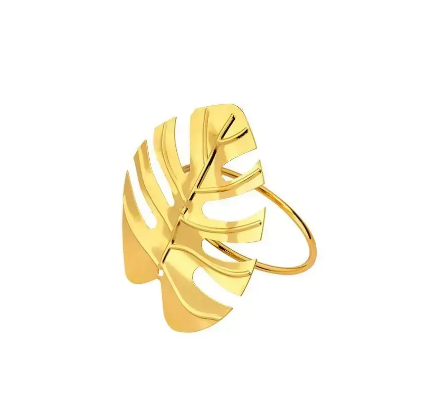 Anel Guardanapo Leaf Gold Jogo 4 Peças Hauskraft