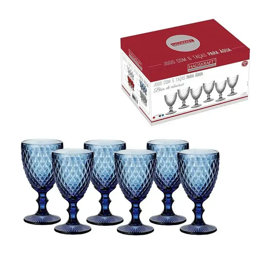 Jogo 6 Tacas De Agua 320Ml Azul Hauskraft