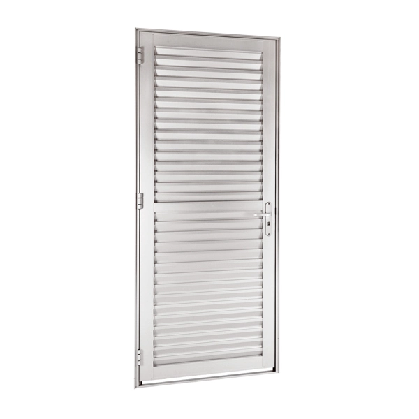Porta Veneziana de Giro Alumínio Branco 2,16x0,78m Lado Direito Linha Alumifort Sasazaki