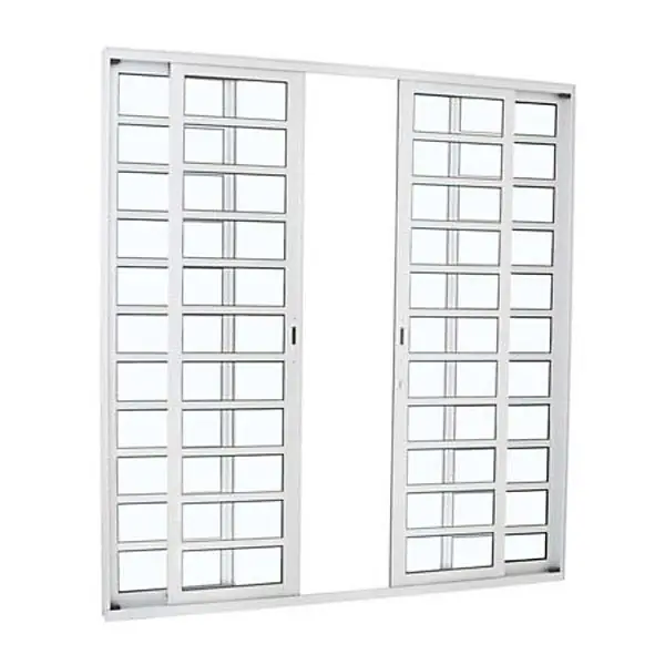 Porta de Correr 4 Folhas Alumínio Branco 2,16x2,00m Abertura Central Linha Alumifort Sasazaki