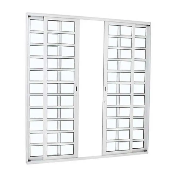 Porta de Correr 4 Folhas Alumínio Branco com Divisão Horizontal 2,16x2,50m Linha Alumifort Sasazaki