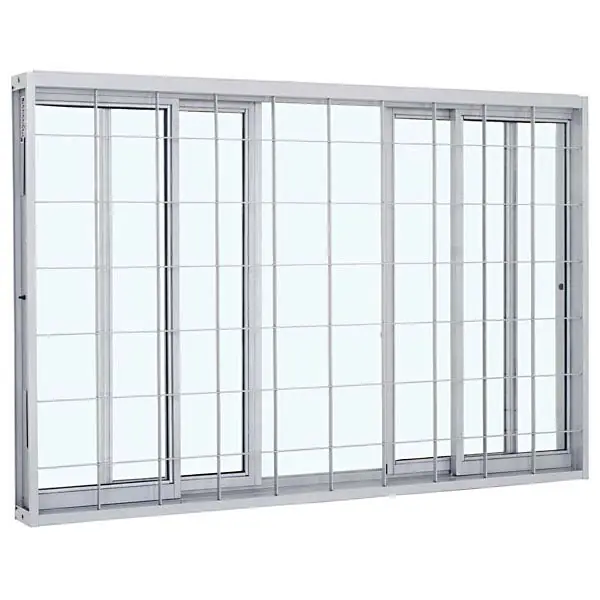 Janela de Aço de Correr 4 Folhas 100x120cm com Grade Prátika Sasazaki Branca