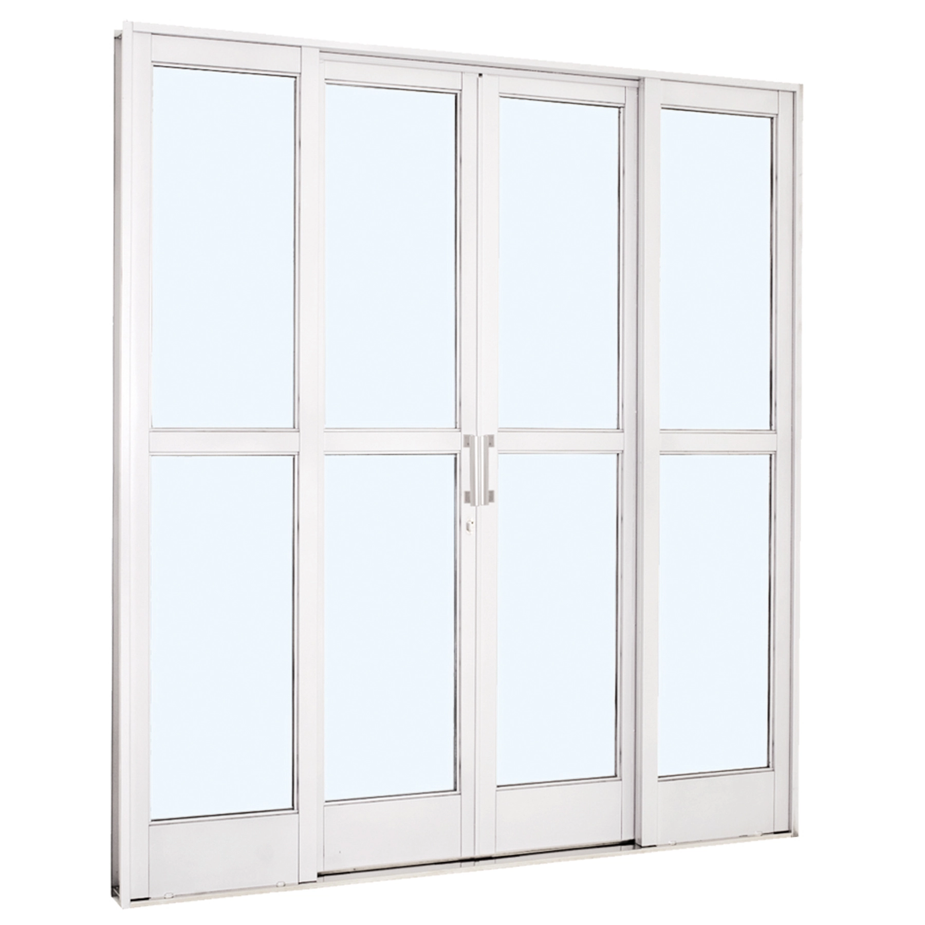 Porta de Correr 4 Folhas Aço Branco com Divisão Central 2,17x2,00m Linha Prátika Sasazaki