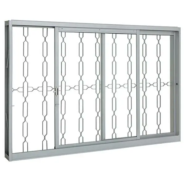 Janela de Aço de Correr 2 Folhas 100x150cm com Grade Prátika Sasazaki Branca
