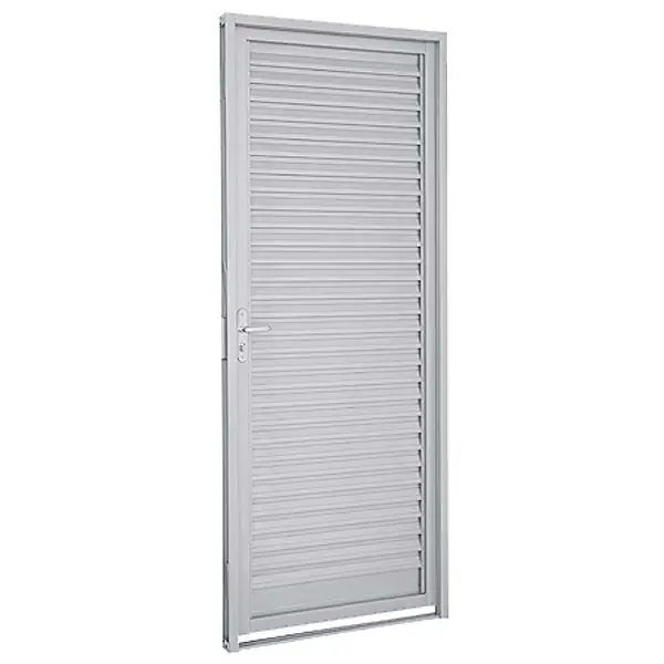 Porta Veneziana de Giro Aço Branco Requadro 6,5cm 2,17x0,87m Lado Direito Linha Prátika Sasazaki