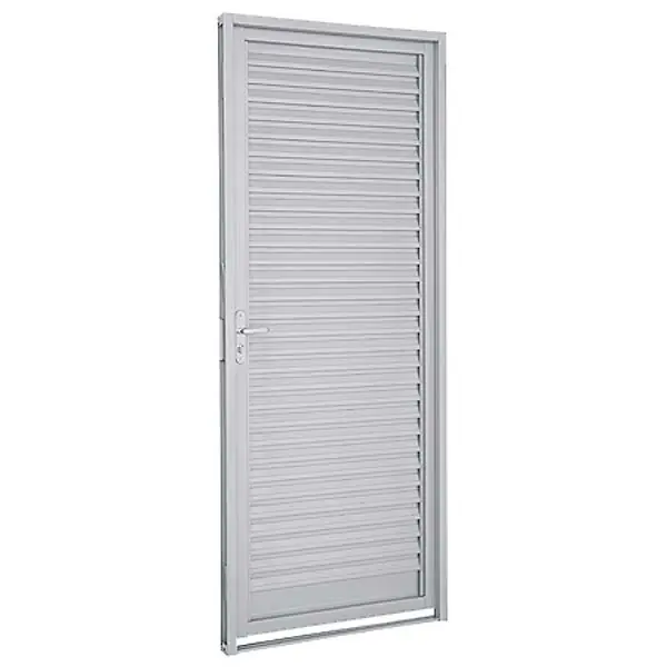 Porta Veneziana de Giro Aço Branco Requadro 6,5cm 2,17x0,87m Lado Esquerdo Linha Prátika Sasazaki