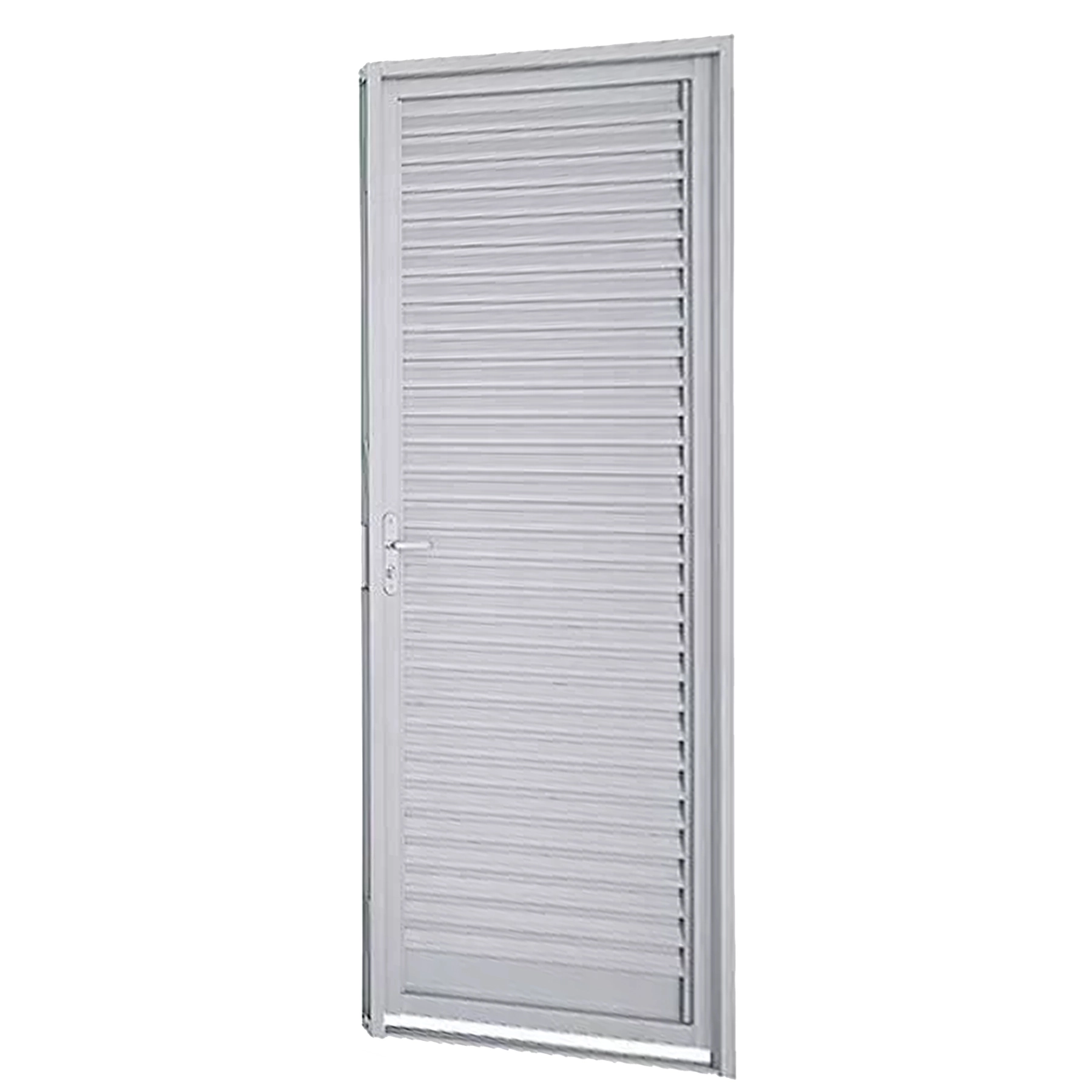 Porta Veneziana de Giro Aço Branco Requadro 6,5cm 2,17x0,77m Lado Direito Linha Prátika Sasazaki