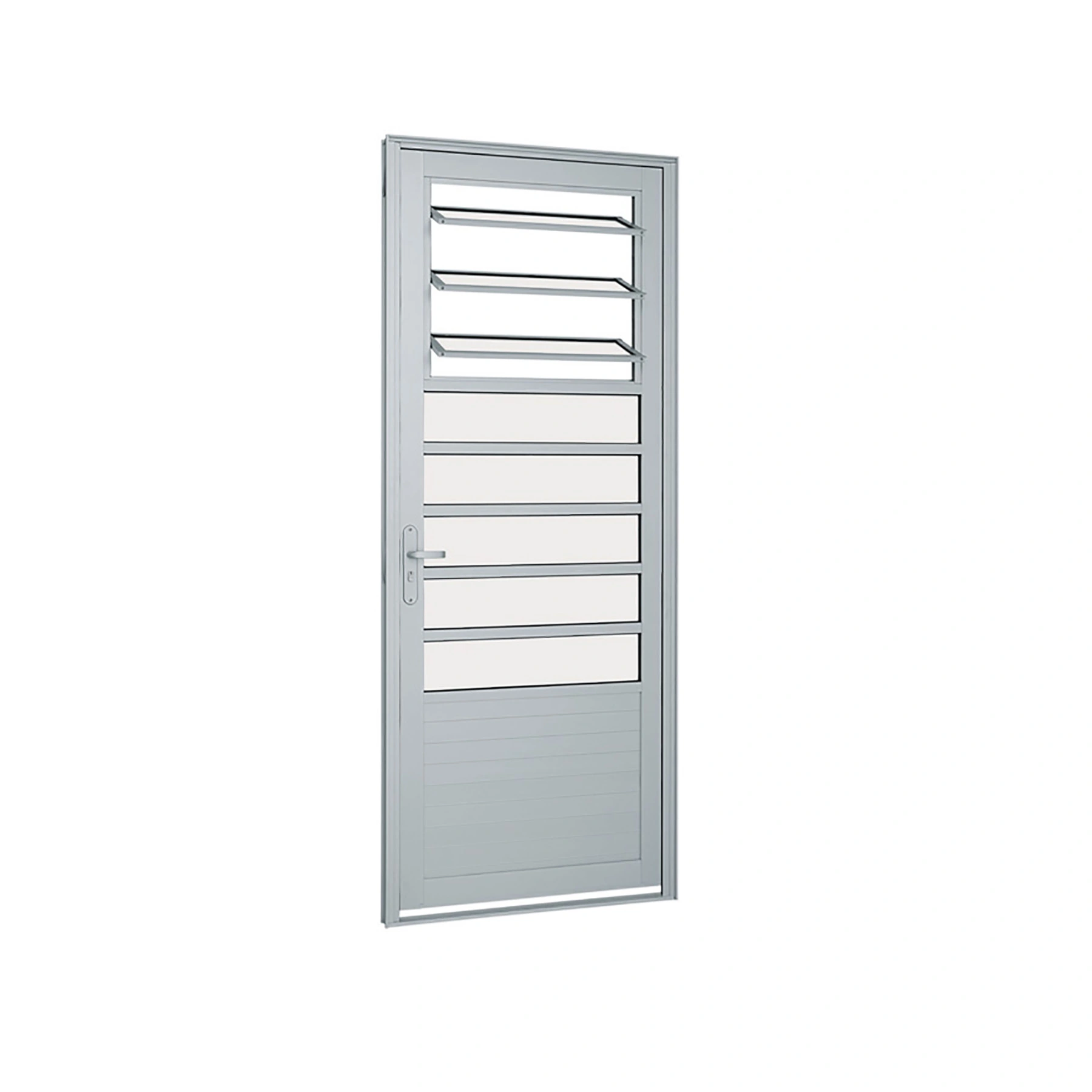 Porta Basculante de Giro Alumínio Branco 2,16x0,88m Lado Esquerdo Linha Alumifort Sasazaki