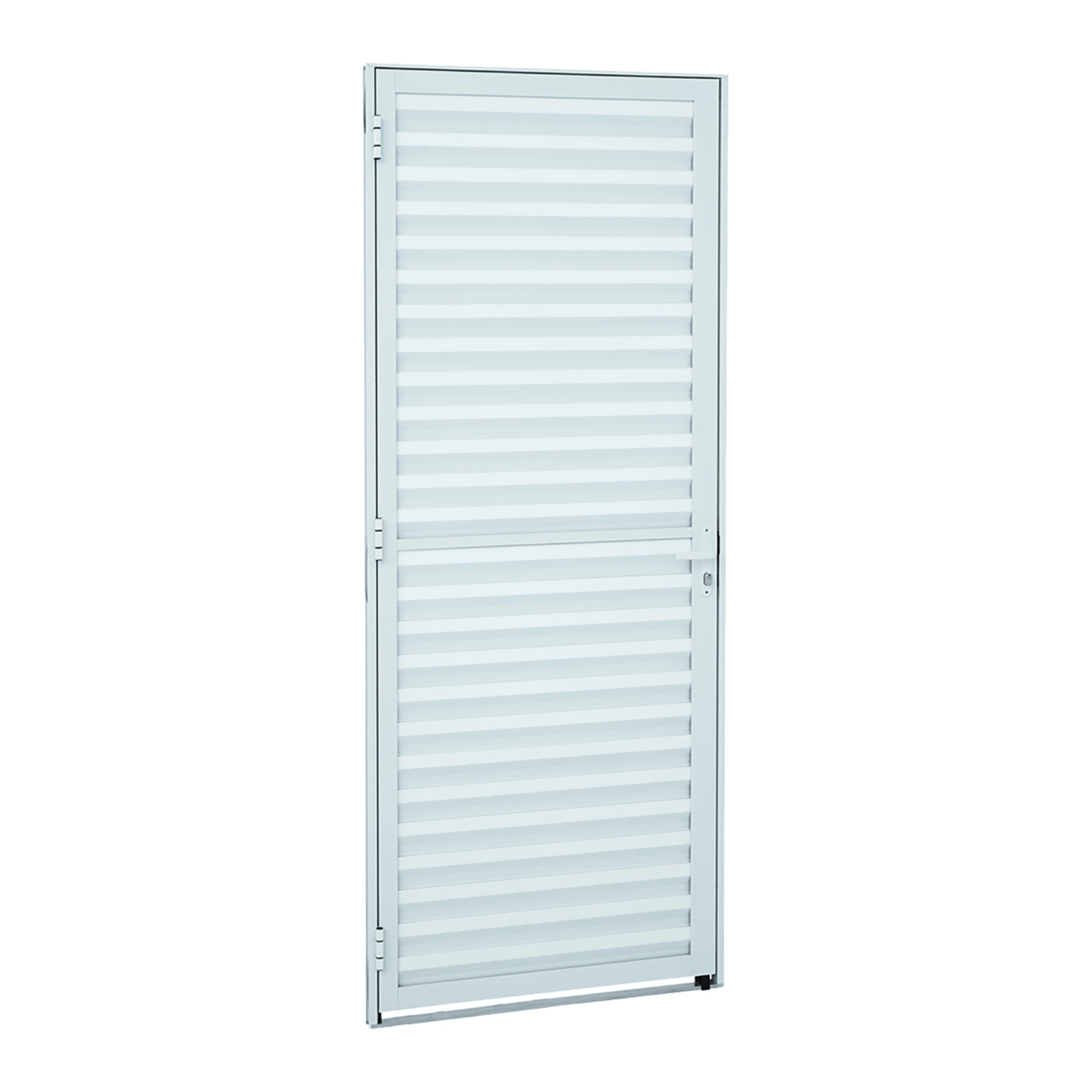 Porta Veneziana de Giro Alumínio Branco 2,15x0,87m Lado Direito Linha Alumifit Sasazaki