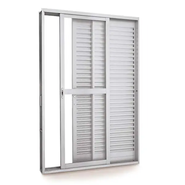 Porta Balcão de Correr 3 Folhas Aço Branco 2,17x1,60m Lado Esquerdo Linha Prátika Sasazaki