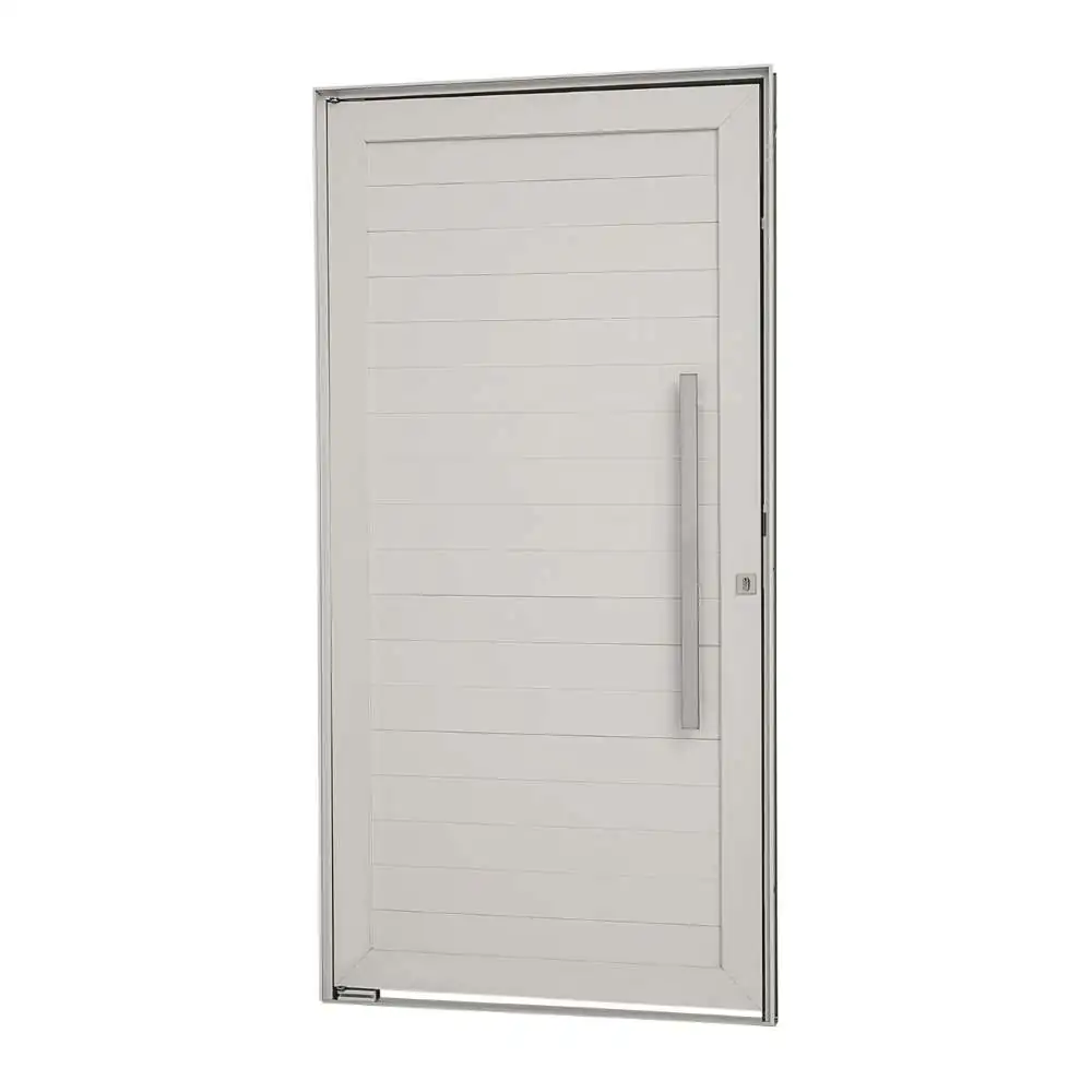 Porta Pivotante Com Puxador E Lambris Alumínio 216 X 110 X 8 Cm Esquerda Alumifort Sasazaki