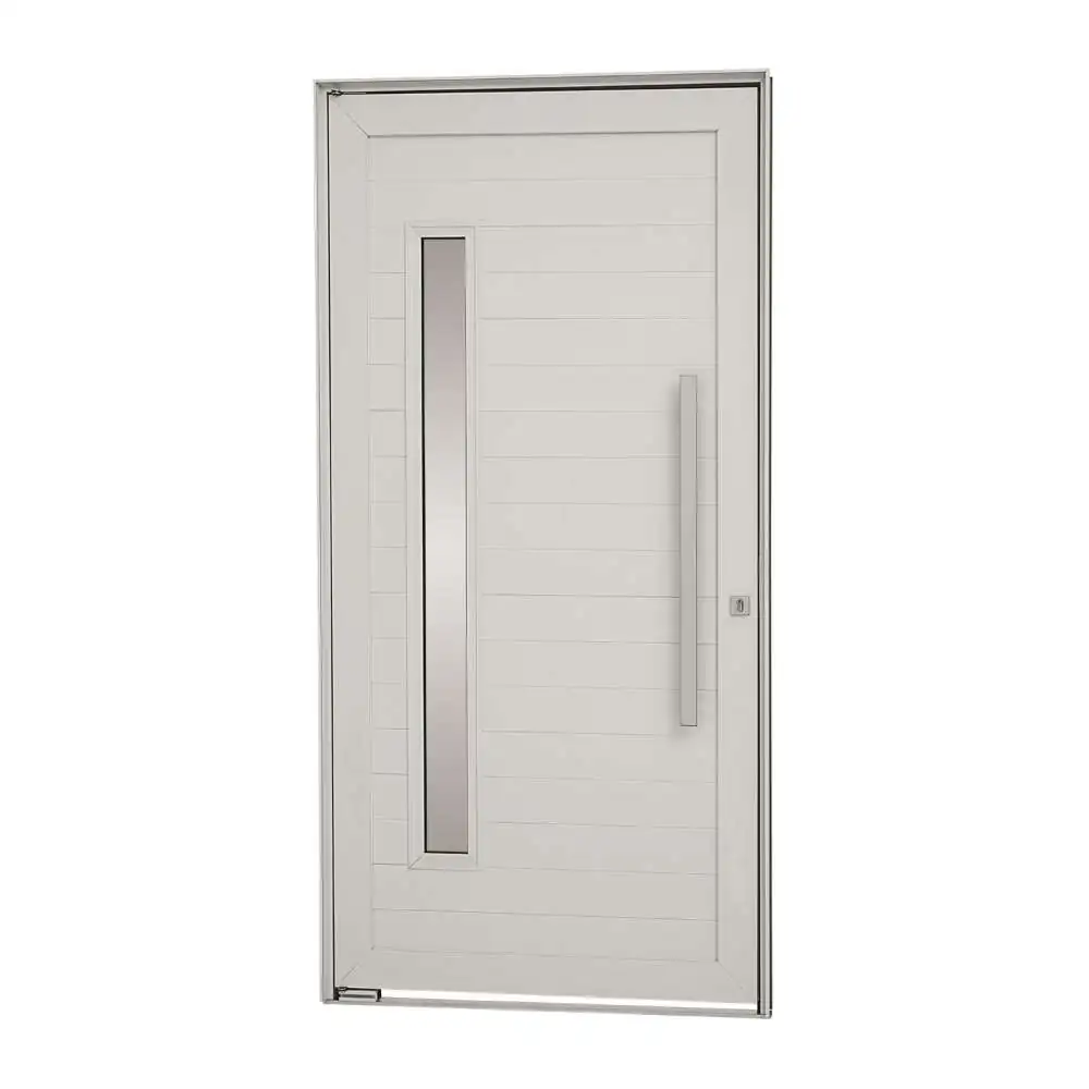 Porta Pivotante Puxador Vidro Lambris Alumínio 216 X 100 X 8 Cm Esquerda Alumifort Sasazaki