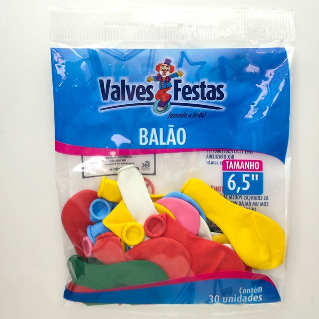 Balão Valves Festas Misto 6,5 Contém 30 Unidades