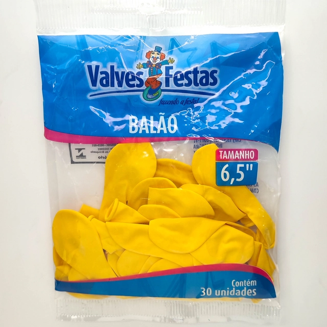 Balão Valves Festas Amarelo 6,5 Contém 30 Unidades
