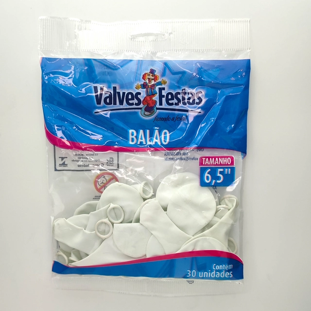 Balão Valves Festas Branco 6,5 Contém 30 Unidades