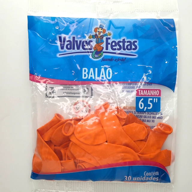 Balão Valves Festas Laranja 6,5 Contém 30 Unidades