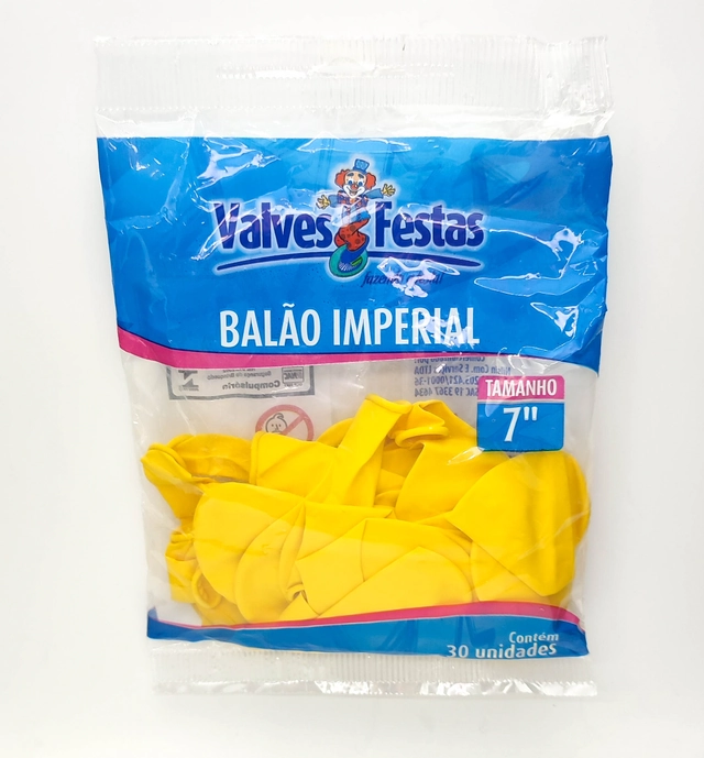 Balão Imperial Valves Festas Amarelo 7 Contém 30 Unidades