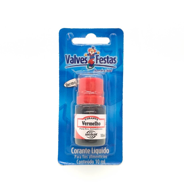 Corante Líquido Valves Festas Vermelho 10ml