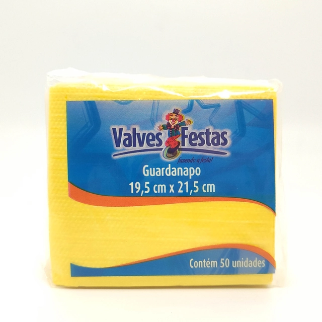 Guardanapo Valves Festas Amarelo 19,5/21,5cm Contém 50 Unidades