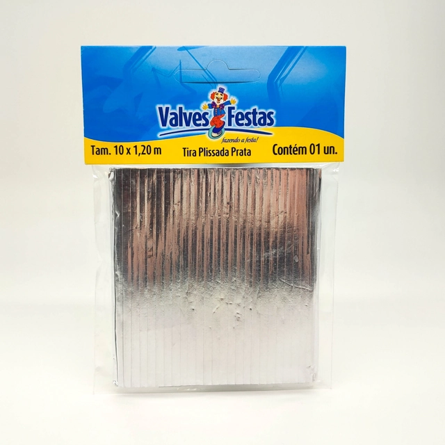 Tira Plissada Valves Festas Prata 10x1,20m 1u