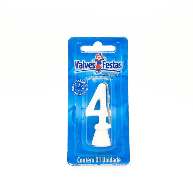 Vela De Aniversário N° 4 Branca Valves Festas Contém 1 Unidade