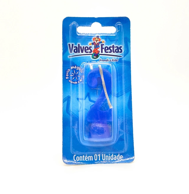 Vela De Aniversário N° 2 Azul Valves Festas Contém 1 Unidade