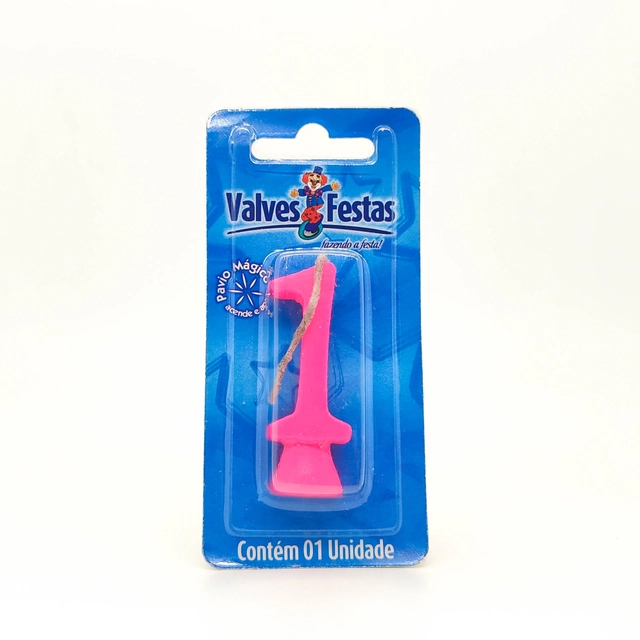 Vela De Aniversário N° 1 Rosa Valves Festas Contém 1 Unidade