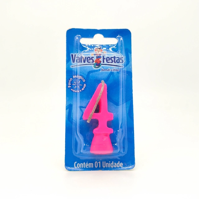 Vela De Aniversário N° 4 Rosa Valves Festas Contém 1 Unidade
