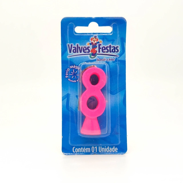 Vela De Aniversário N° 8 Rosa Valves Festas Contém 1 Unidade