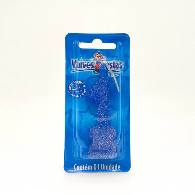 Vela De Aniversário N° 1 Glitter Azul Valves Festas Contém 1 Unidade