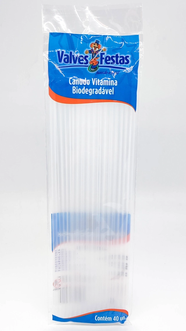 Canudo Vitamina Biodegradável Valves Festas 40u