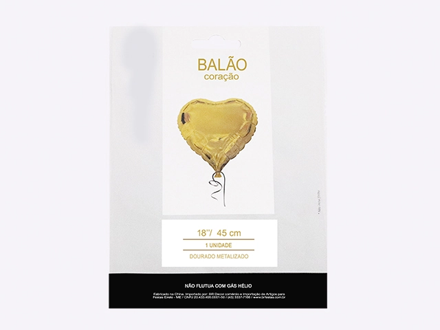 Balao Valves Tematico Coracao Dourado