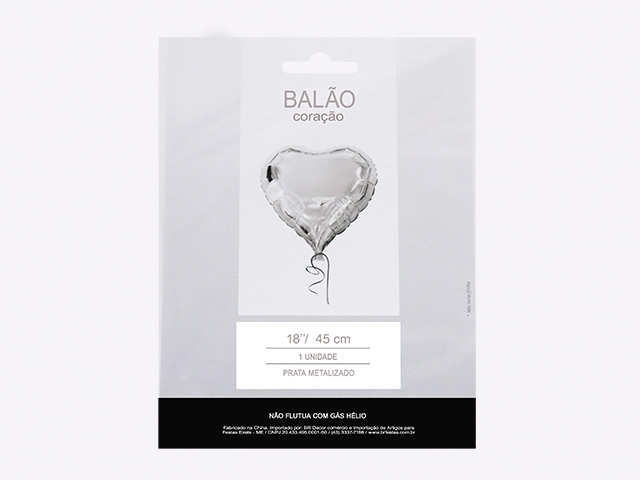 Balao Valves Tematico Coracao Prata