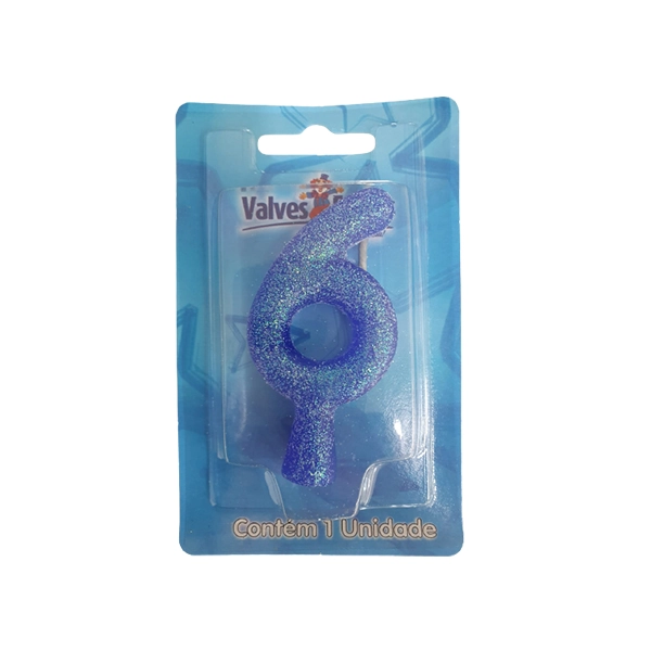 Vela Super Numero Azul N 06